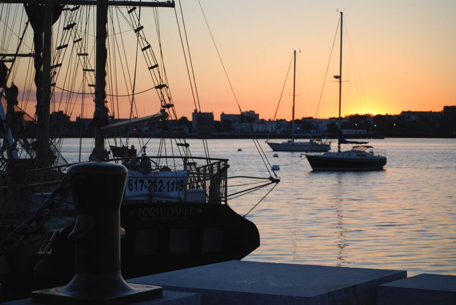 Boston: City Cruises Sunset Skyline Cruise with Commentary - North End and Old North Church on the return