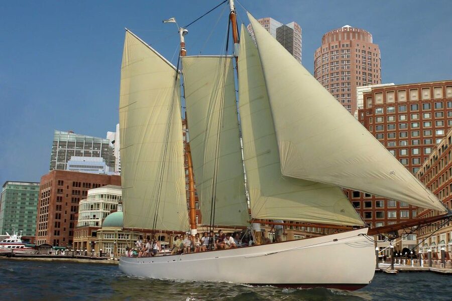 Boston: Harbor Champagne Sunset Sail from Rowes Wharf - The first views: Fish Pier, Fan Pier, and the modern waterfront