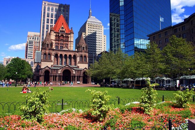 Back Bay rooftops and Trinity Church from Copley Square