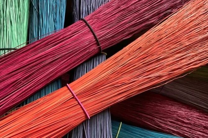 Witch City Broom Making Workshop in Salem - Selecting broomcorn, ribbons, and charms