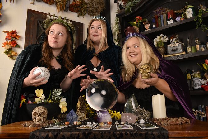 Witch Costume Photo Shoot - Witch Cottage theatrical set - Posing in a Hollywood-Inspired Salem Cottage